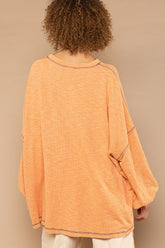 POL Exposed Seam Round Neck Long Sleeve Top OutfitFlow